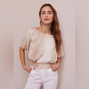 NIB Cloth & Stone Smocked Waist Dune Tie Dye Top, Size Small